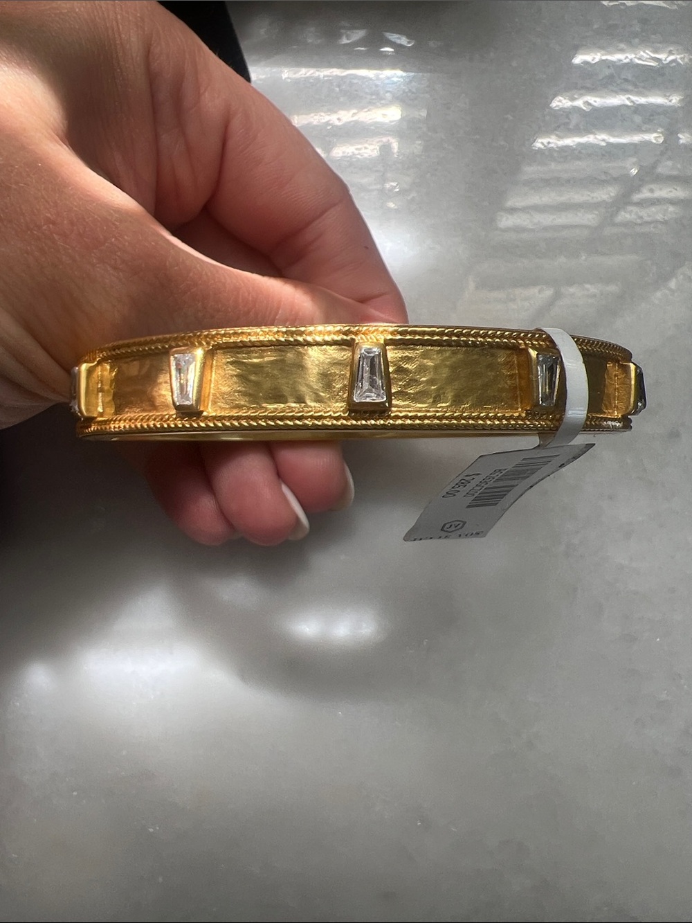 Julie Vos Gold Aurora Stone Hinged Bangle